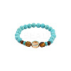 Synthetic Turquoise & Natural Tiger Eye Beaded Stretch Bracelets FS-WGB9D7B-04-1