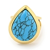 Ion Plating(IP) 304 Stainless Steel Synthetic Turquoise Cuff Rings G-Z056-09G-02-2