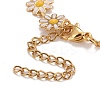 Enamel Daisy Link Chains Bracelet BJEW-P271-01G-5