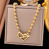 304 Stainless Steel OT Heart Pendant Ball Chain Necklaces for Women LS-NJEW-C088-05G-1