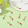 8Pcs Brass Red Enamel Vegetable European Dangle Charms OPDL-BBC0001-03G-01-7