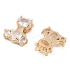 Brass Micro Pave Clear Cubic Zirconia Charms KK-U028-11G-2