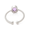 Natural Amethyst Open Cuff Ring RJEW-M166-04P-C-3