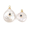 Brass Micro Pave Cubic Zirconia with Natural Pearl Pendants KK-Z146-07C-05-1