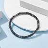 Natural Black Labradorite Rondelle Beaded Stretch Bracelets BJEW-JB09980-05-2