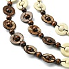 Dyed Natural Coconut Flat Round Beaded 3 Layer Necklaces NJEW-A007-02A-2