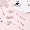 60Pcs Leaf Stainless Steel Round Tray Stick Lapel Pins JEWB-SC0001-75B-7