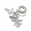 Brass Micro Pave Clear Cubic Zirconia European Dangle Charms KK-D431-033A-P-2
