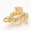 Brass Micro Pave Clear Cubic Zirconia Charms ZIRC-O036-30G-H-3