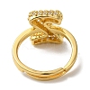 Rack Plating Letter Brass Micro Pave Clear Cubic Zirconia Adjustable Rings for Women KK-S391-03G-Z-3