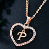 Alloy Crystal Rhinestone Heart with Initial Pendant Necklaces WGD4CFD-16-1