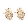 Heart & Flower Sparkling Cubic Zirconia Hoop Earrings for Girl Women EJEW-H126-19G-1