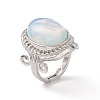 Gemstone Oval Adjustable Ring RJEW-P041-01P-5