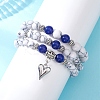 Adjustable Natural & Dyed Malaysia Jade and Synthetic Howlite Stretch Bracelets BJEW-JB13029-1