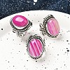 Natural Banded Agate Adjustable Rings RJEW-I108-01AS-11-1