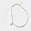 Natural Peach Moonstone Tiered Necklaces NJEW-K108-01-01-1