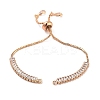 Brass Pave Clear Cubic Zirconia Rectangle Slider Bracelet Making LS-BJEW-U005-01G-1