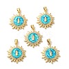 Rack Plating Brass Micro Pave Cubic Zirconia with Synthetic Opal Pendants KK-D088-27G-1