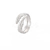Non-Tarnish 304 Stainless Steel Leaf Open Cuff Ring for Women RJEW-S405-196P-3