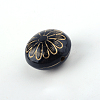Flat Round with Flower Plating Acrylic Beads PACR-Q102-213B-2