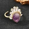 Brass with Natural Amethyst Finger Rings GG-CBACC2B-07G-07-2