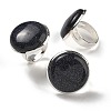 Synthetic Blue Goldstone Round Adjustable Rings RJEW-K371-09S-18-1