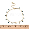 Bohemian Brass Bar Link Chain Marine Blue Enamel Sun Tassel Anklets AJEW-Z046-05G-3