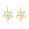 Brass Pave Clear Cubic Zirconia Stud Earring Findings KK-F875-08G-1