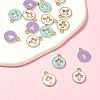 16Pcs 4 Colors Light Gold Plated Alloy Enamel Pendants ENAM-FS0001-85-8
