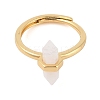 Double Pointed Hexagonal Prism Natural Moonstone Adjustable Rings for Women RJEW-G327-01G-02-2