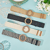 4Pcs 4 Colors Straw Woven Chain Belts with PP Plastic Ring Buckles AJEW-CY0001-80-3