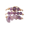 3Pcs Natural  Amethyst Bead Finger Ring RJEW-JR00855-02-2