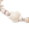 Sea Turtles & Starfish Dyed Synthetic Turquoise Beads Stretch Bracelets BJEW-JB11881-02-3