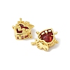 Brass Pave Dark Red Glass Scared Heart Connector Charms KK-FZC0001-01G-3