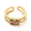 Cubic Zirconia Rectangle Open Cuff Ring KK-H439-29G-2