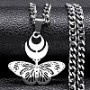 Hollow Butterfly 201 Stainless Steel Pendant Necklaces for Women NJEW-M105-08P-1