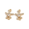 Brass Pave Clear Cubic Zirconia Connector Charms KK-C115-25G-1