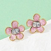 304 Stainless Steel Flower Stud Earrings EJEW-S268-01G-A-2