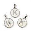 304 Stainless Steel with White Shell Pendants STAS-G268-01K-P-1
