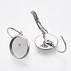 Flat Round Tray Smooth Surface 304 Stainless Steel Leverback Earring Findings X-STAS-R065-66-2