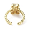 Bear Rack Plating Brass Micro Pave Clear Cubic Zirconia Open Rings RJEW-D020-03G-3