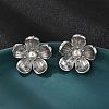 Brass ABS Plastic Imitation Pearl Flower Stud Earrings EJEW-S258-05P-2