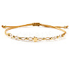 Brass & Glass Beads Braided Bead Bracelets for Women IU7406-3-1