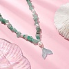 Natural Green Aventurine Chip & Imitaton Round Pearl Beaded Adjustable Necklaces NJEW-JN05227-03-1
