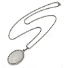 201 Stainless Steel Crystal Rhinestone Religion Virgin Mary Oval Pendant Box Chain Necklaces NJEW-D089-04P-2