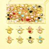 40Pcs 8 Colors Golden Alloy Glass Pendants PALLOY-FS00025-11