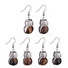 Natural Tiger Eye Owl Dangle Earrings EJEW-A092-08P-12-1