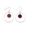 Natural Carnelian Flat Round Dangle Earrings EJEW-Z024-11B-P-1