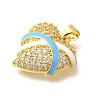 Brass Micro Pave Clear Cubic Zirconia Enamel Pendants KK-M297-20G-2