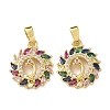 Brass Micro Pave Cubic Zirconia Pendants KK-P334-31G-1